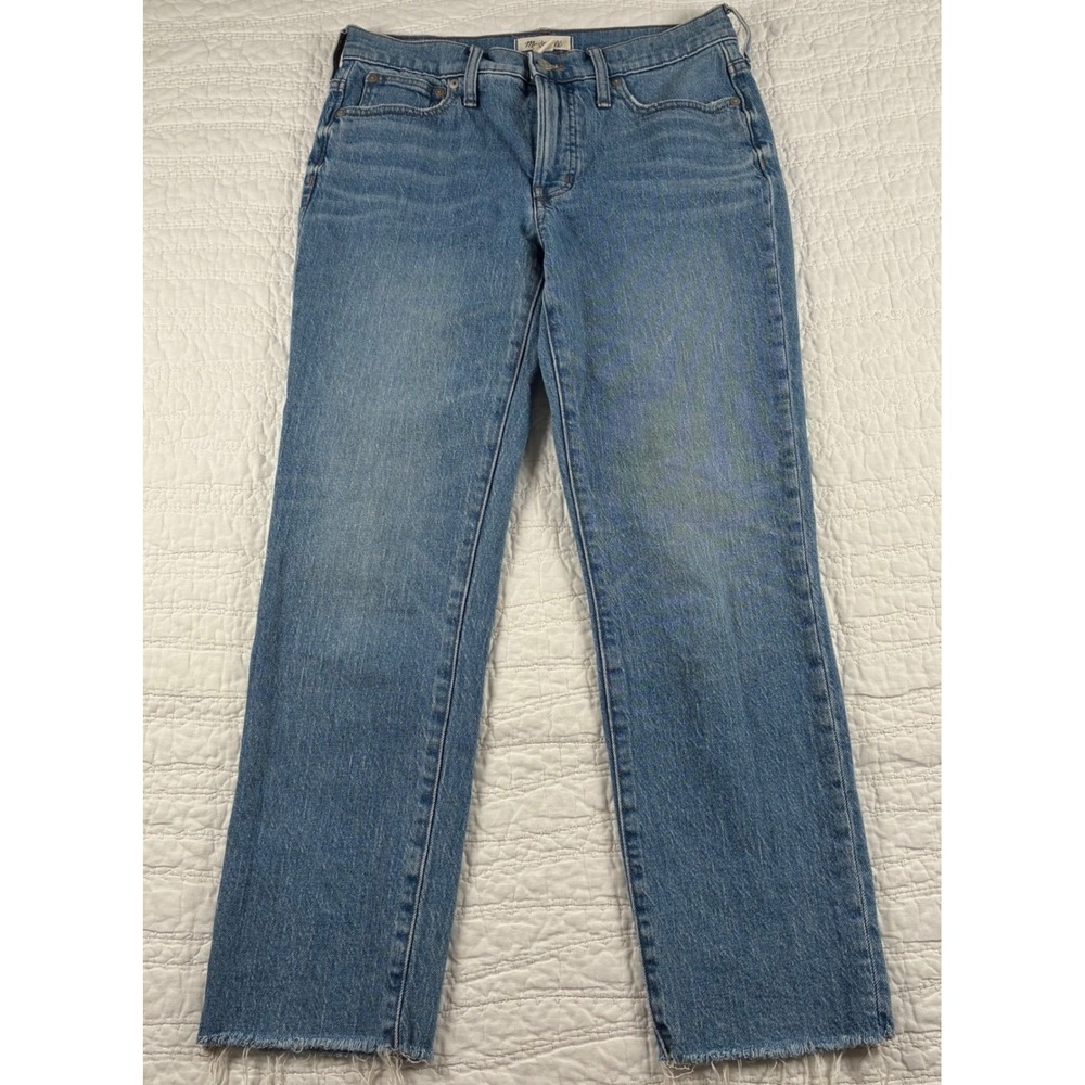 Madewell Perfect Vintage Jeans Womens 27 Blue Mid Rise Raw Hem NA924 Straight